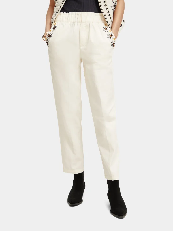 Embroidered high-rise pants