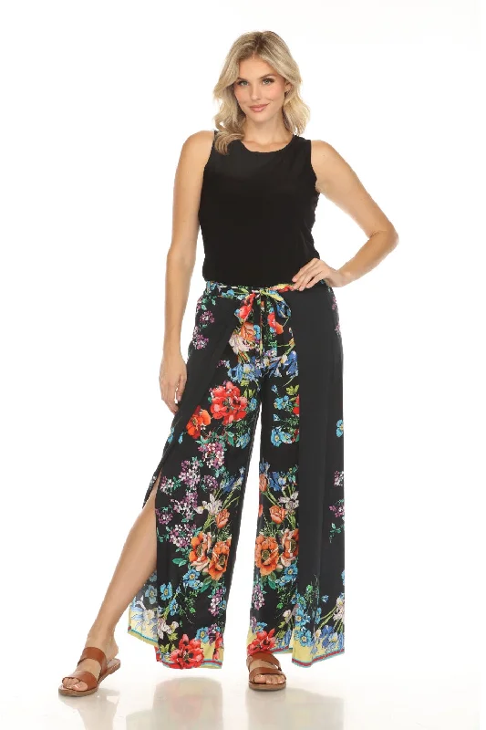 Johnny Was Black Flower Arch Wrap Pants CSW8322-M