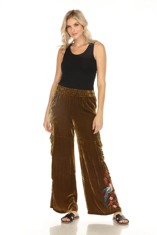 Johnny Was JWLA Embroidered Velvet Wide Leg Cargo Pants J68023