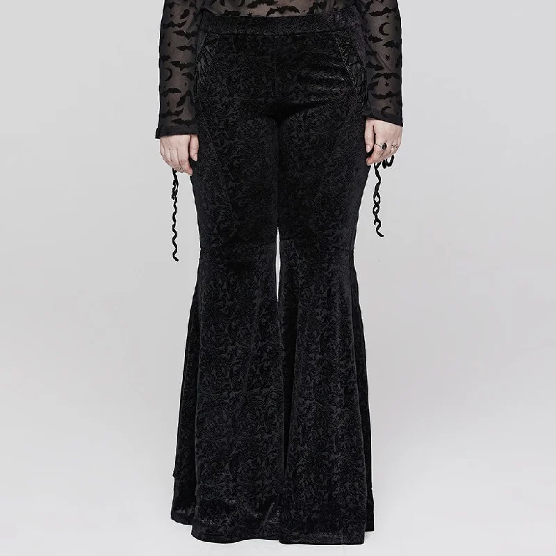 Women's Plus Size Gothic Strappy Jacquard Flared Pants