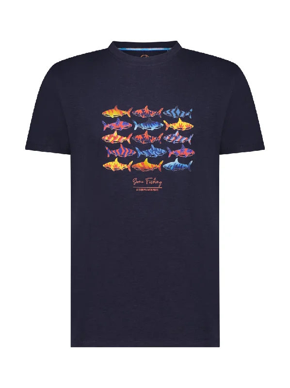 A Fish Named Fred Sharks SS Tee Navy