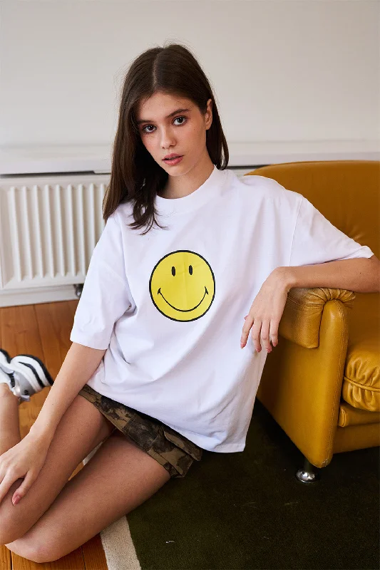 Smiley Originals White 100% Supima Cotton Oversized T-shirt