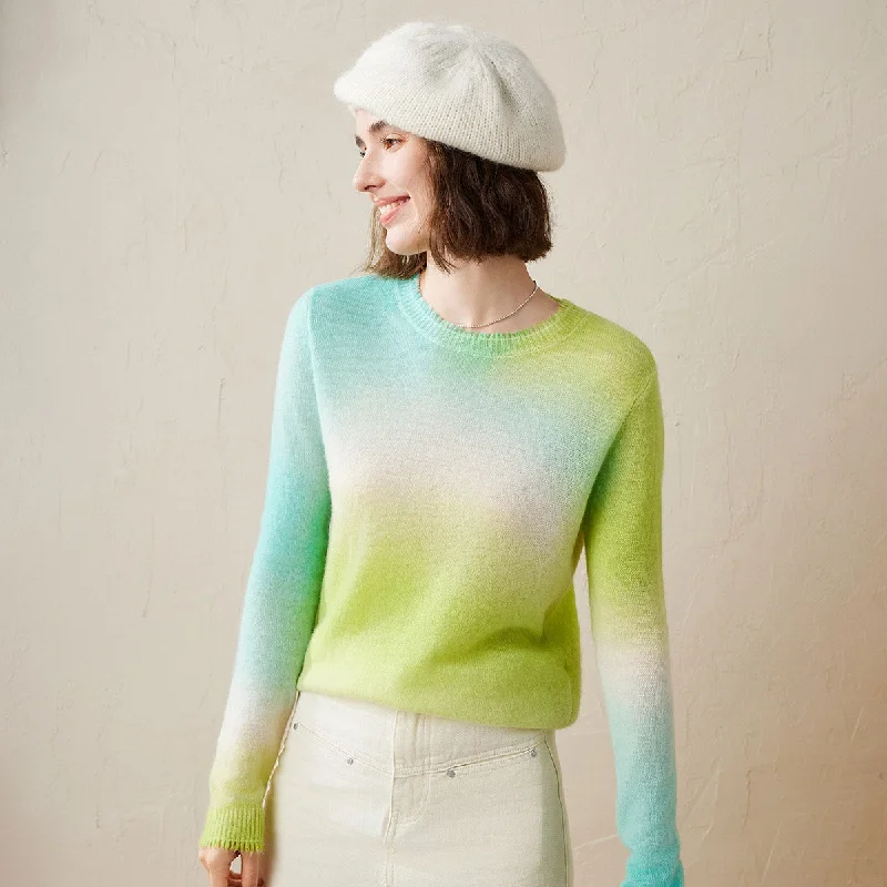 100% Cashmere Soft Gradient Ombre Cashmere Sweater