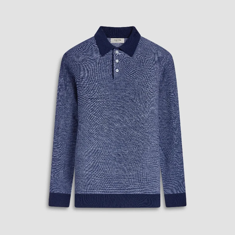 Bird's Eye Jacquard Polo Sweater