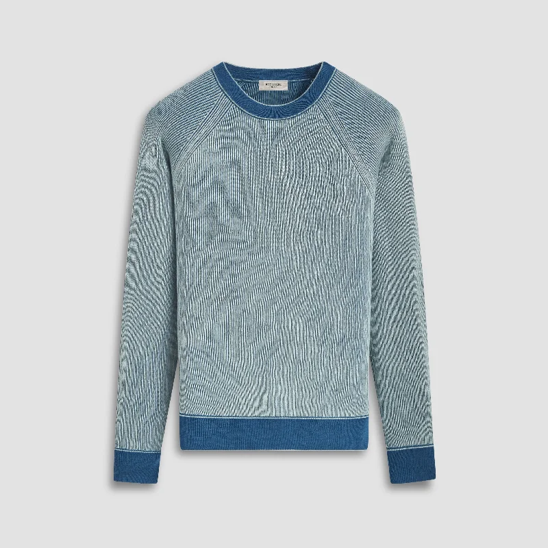 Fisherman Rib Jacquard Crew Neck Sweater