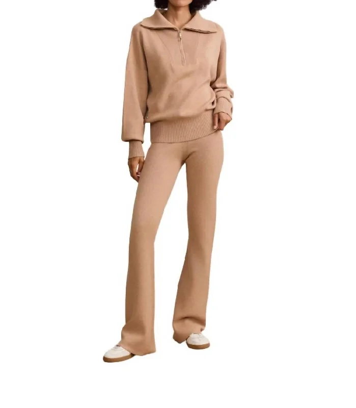 Olly Half Zip Sweater In Camel