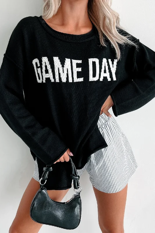 Stylish On The Sideline "Game Day" Sweater (Black/Ivory)