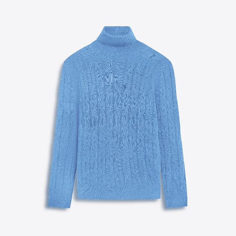 Turtle Neck Cable Jacquard Sweater