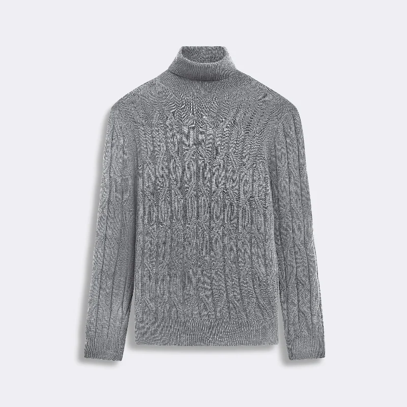 Turtle Neck Cable Jacquard Sweater