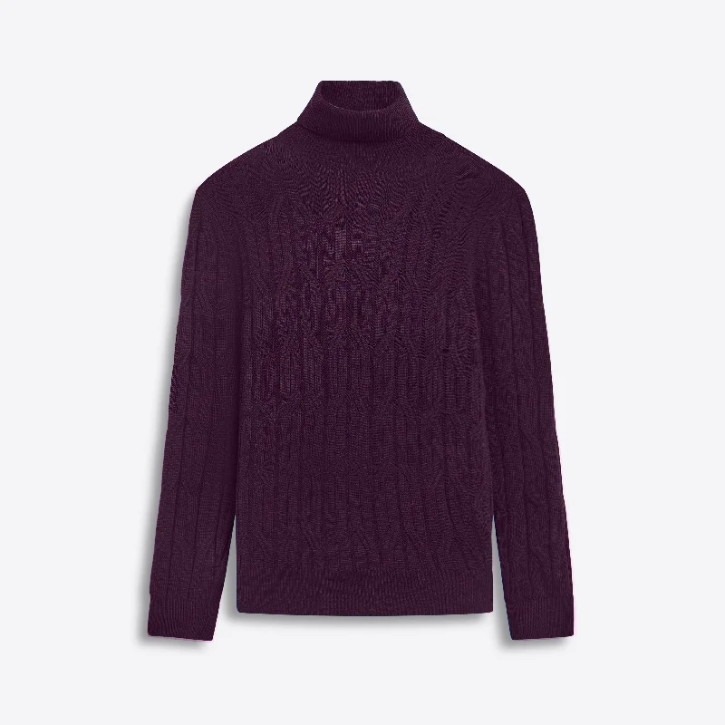 Turtle Neck Cable Jacquard Sweater