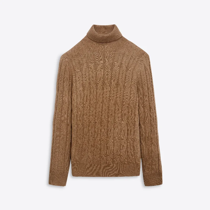 Turtle Neck Cable Jacquard Sweater