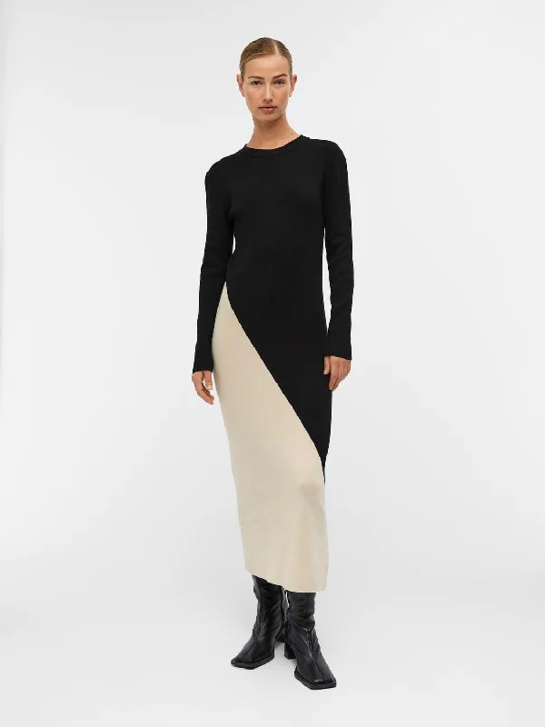 Ester Block Knit Dress (Black/Sandshell)