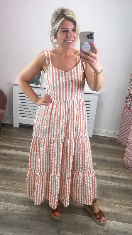 LACEY MAXI DRESS (CORAL STRIPE)