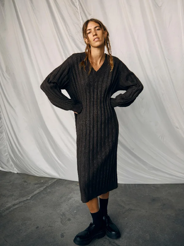 LOUISE KNIT DRESS (DARK GREY/ MELANGE)