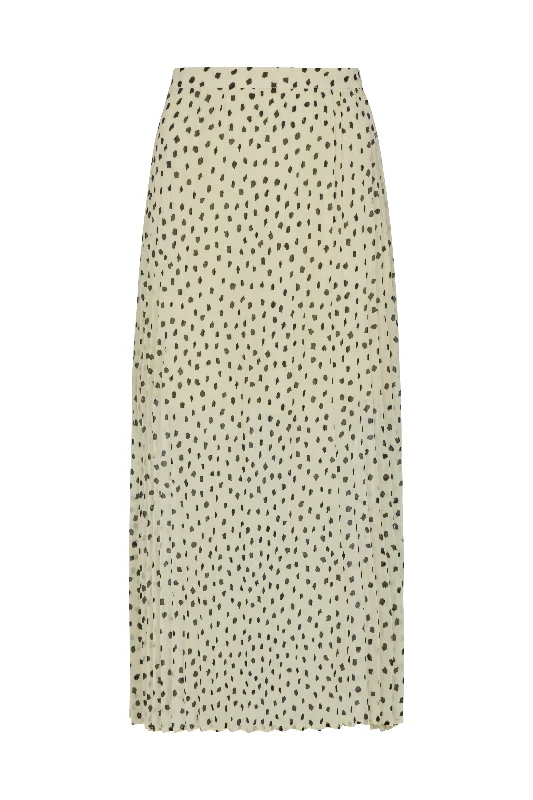 Nia Polka Dot Printed Midi Skirt In White