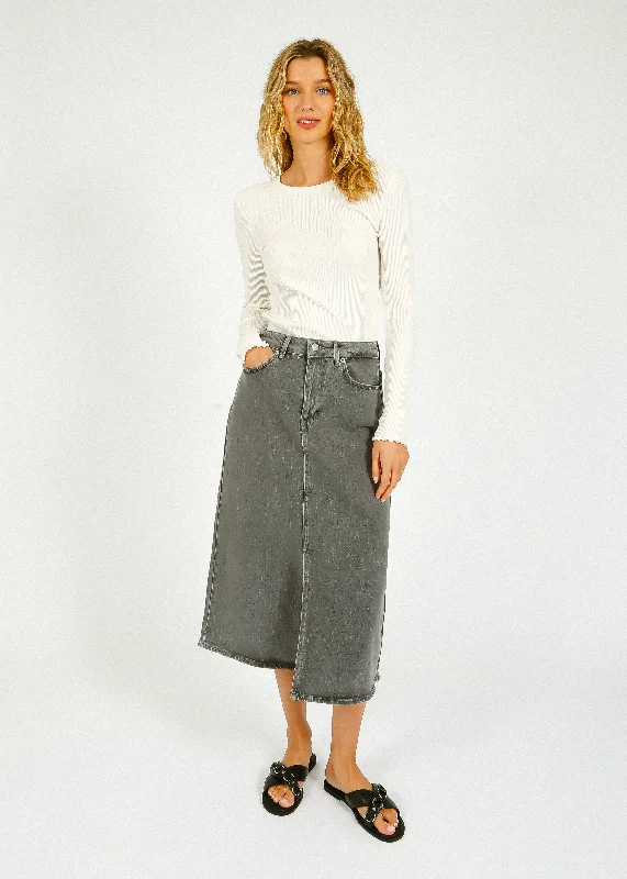 SLF Krista Gerda Denim Skirt in Light Grey