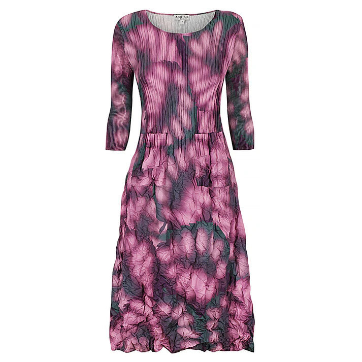 Alquema Glossy Purple Leaf Smash Pocket Dress