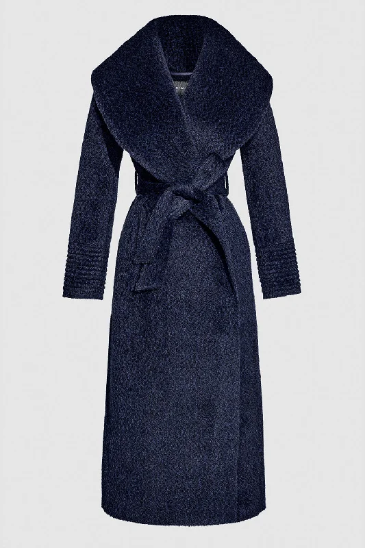 Bouclé Alpaca Maxi Wide Shawl Collar Wrap Coat