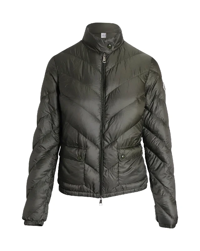 Moncler Quilted Puffer Jacket in Olive Polyamide