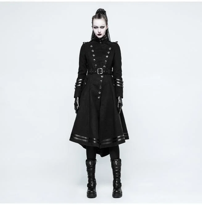 Women's Military Uniform Worsted Long Coat With Belt