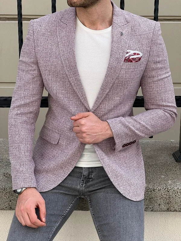 Hazel Burgundy Slim Fit Peak Lapel Blazer