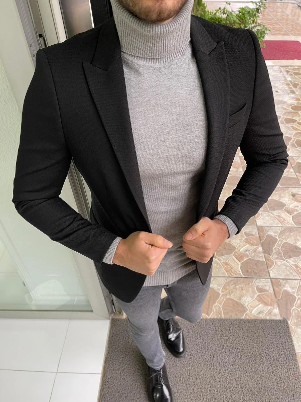 Davis Black Slim Fit Wool Blazer