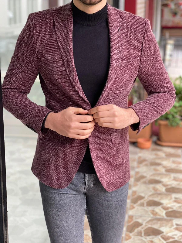 Davis Plum Slim Fit Wool Blazer