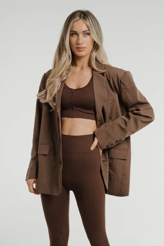 Jane Triple Button Blazer In Chocolate