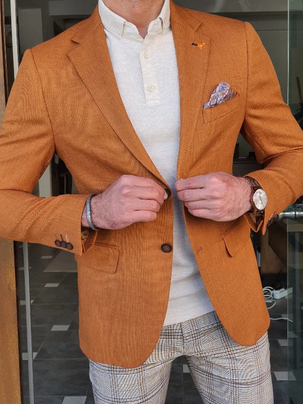 Montreal Brown Slim Fit Cotton Blazer